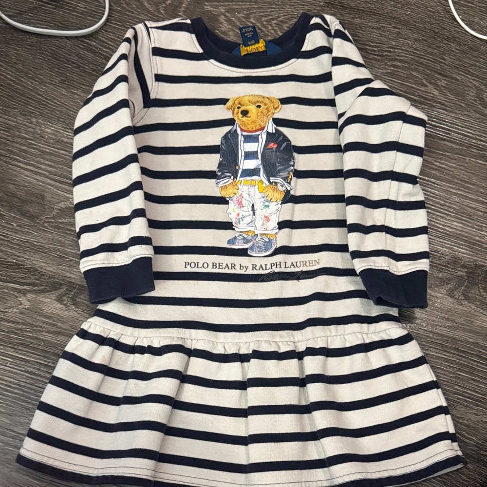Ralph Lauren Navy and White Polo Bear Dress